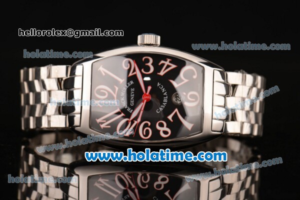 Franck Muller Casablanca Swiss ETA 2836 Automatic Stainless Steel Case with Black Dial and White Arabic Numeral Markers - 1:1 Original - Click Image to Close